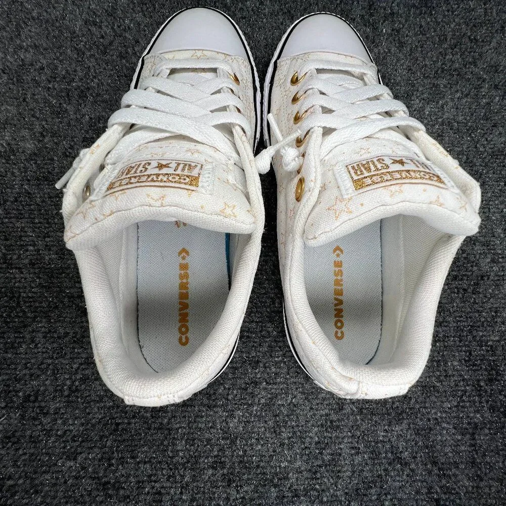 Converse All Star Street Slip Sneakers Girl's‎ 6 White Gold Star Athletic Shoes